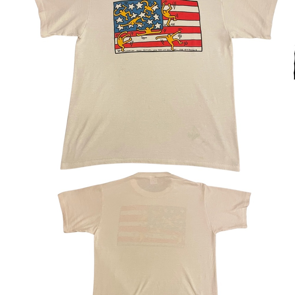 Vintage American Flag Keith Haring T shirt - Picture 7 of 10